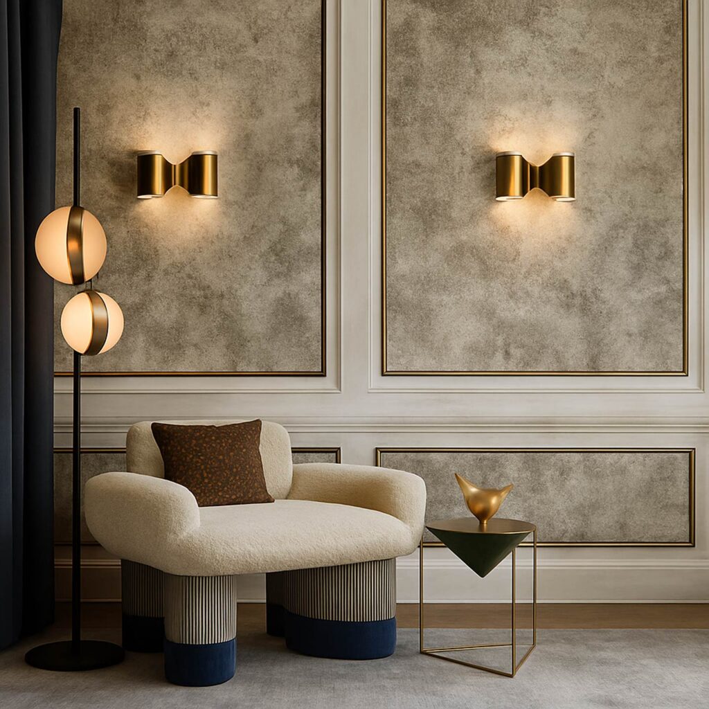 Elegant interior with modern chair and lamp design