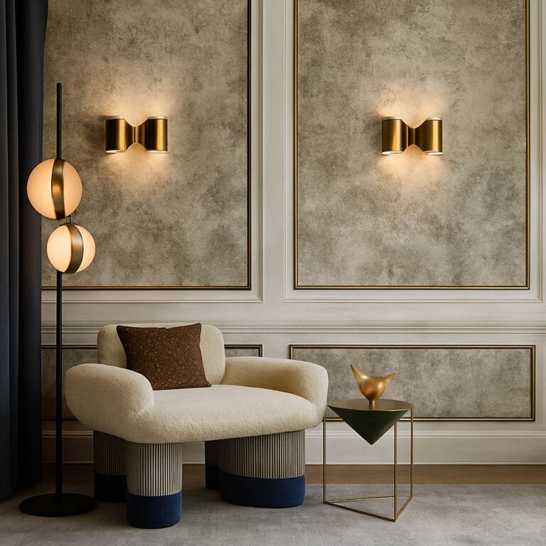 Elegant interior with modern chair and lamp design
