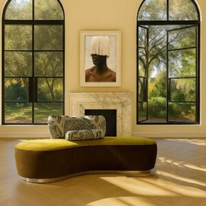 Elegant room with modern art and stylish furniture.