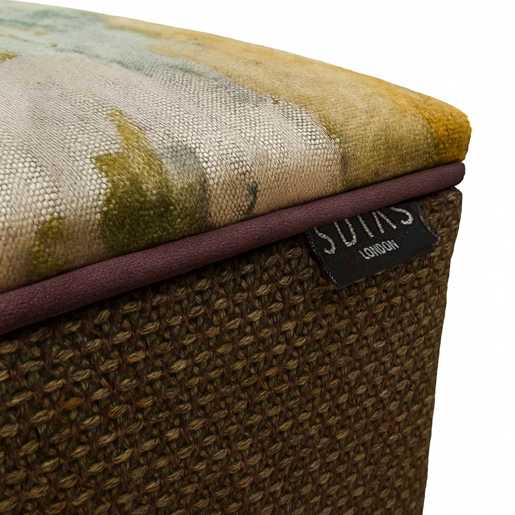 Close-up of textured upholstered furniture corner